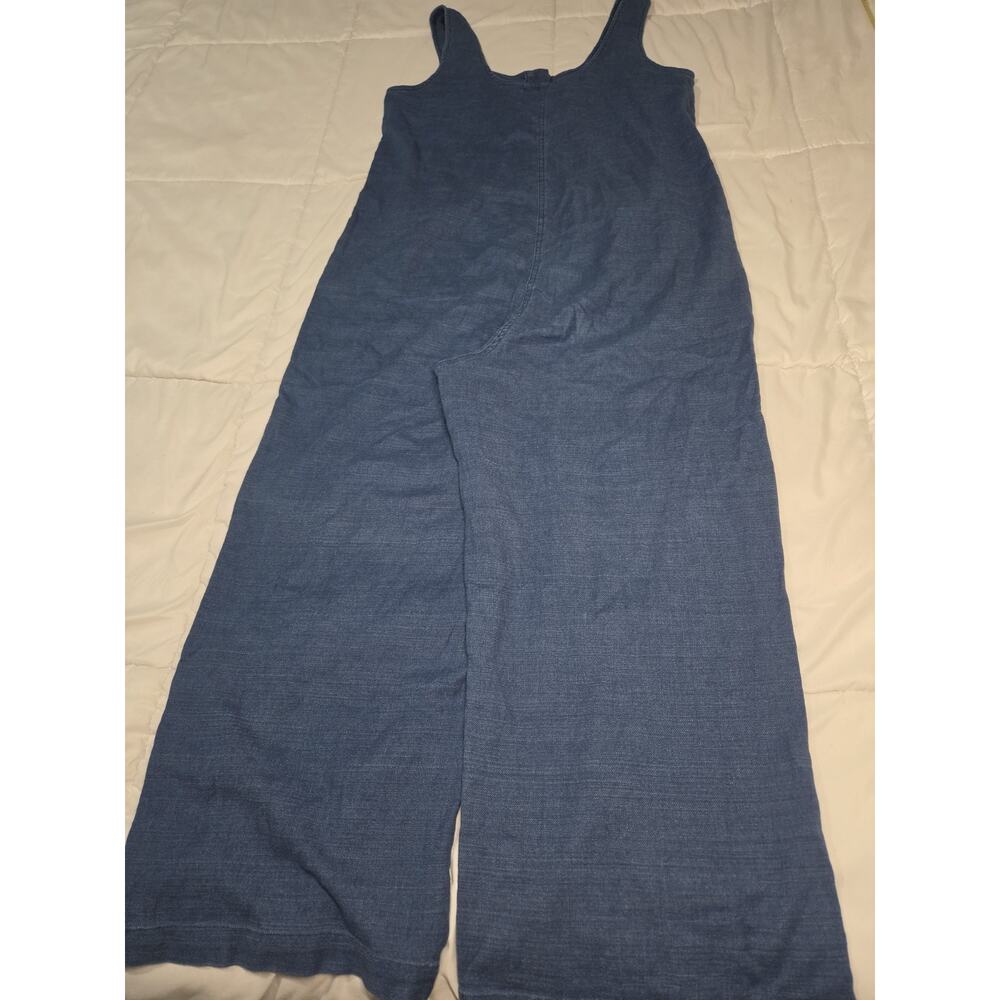 MARINE LAYER Sz M Jumpsuit Denim Button Front Wide Leg Cropped Boho Retro Y2K - Picture 9 of 10